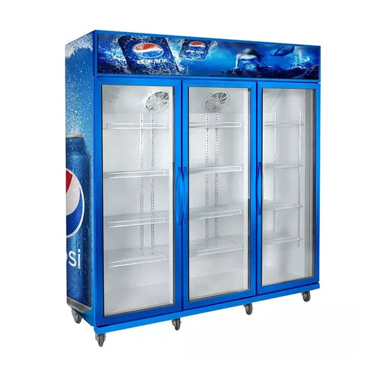3 Glass Door Cold Drink Commercial Beverage Cooler Fridge for Supermarket