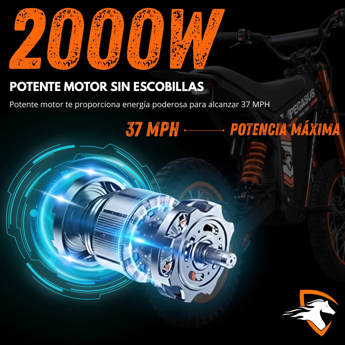 2000W Brushless Electric Dirt Bike 48V Lithium Battery Off-Road Motorcycle up to 60km/h