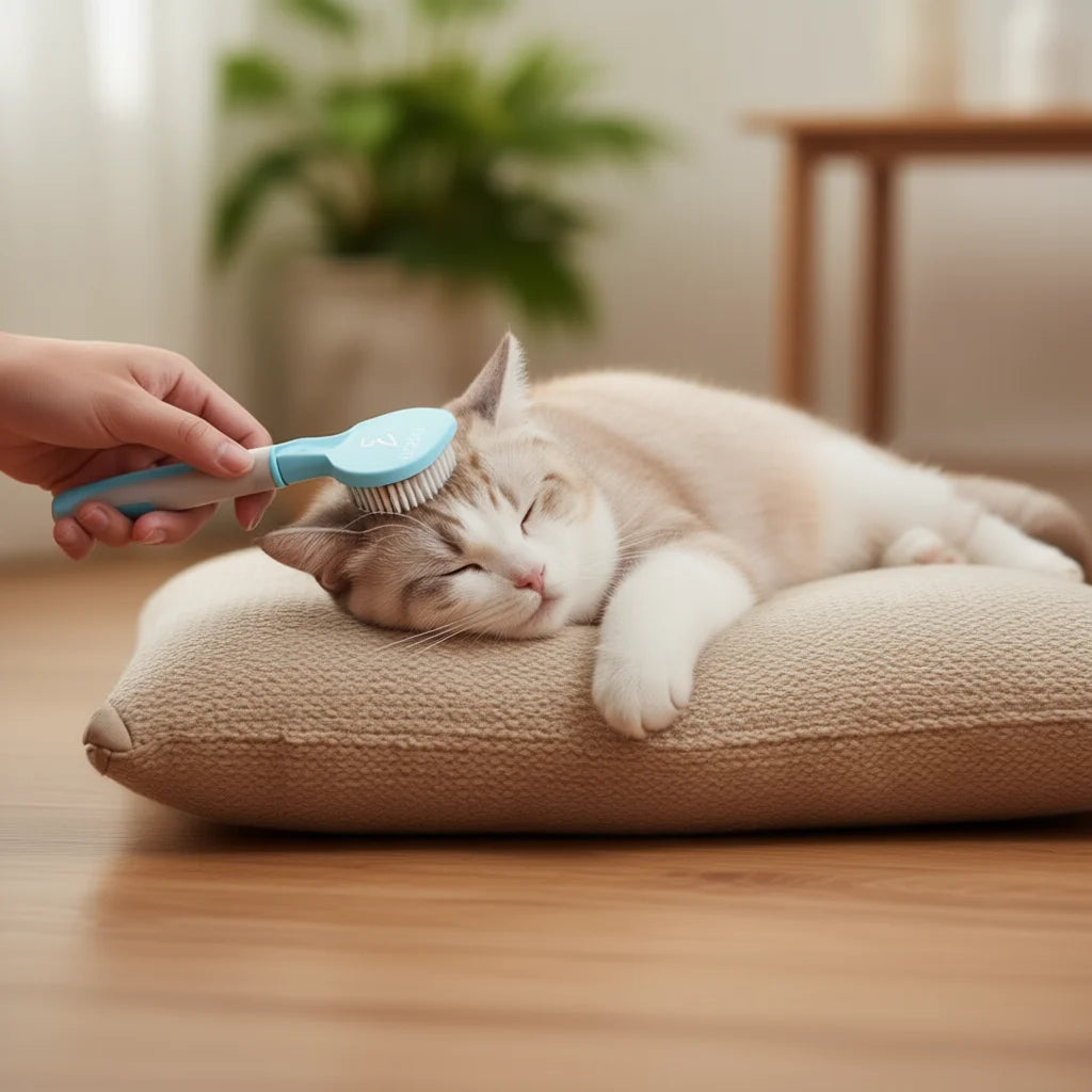 Self-Cleaning Pet Massage Comb for Cats by ELEGATE  Gentle Grooming Tool with Plastic Design, Model MAS.07.5, Made in Mexico