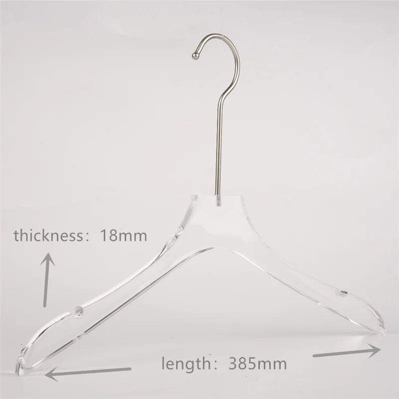 Transparent Wholesale Coat Skirt Matte Hanger Acrylic Clothes Hanger with Gold Hooks