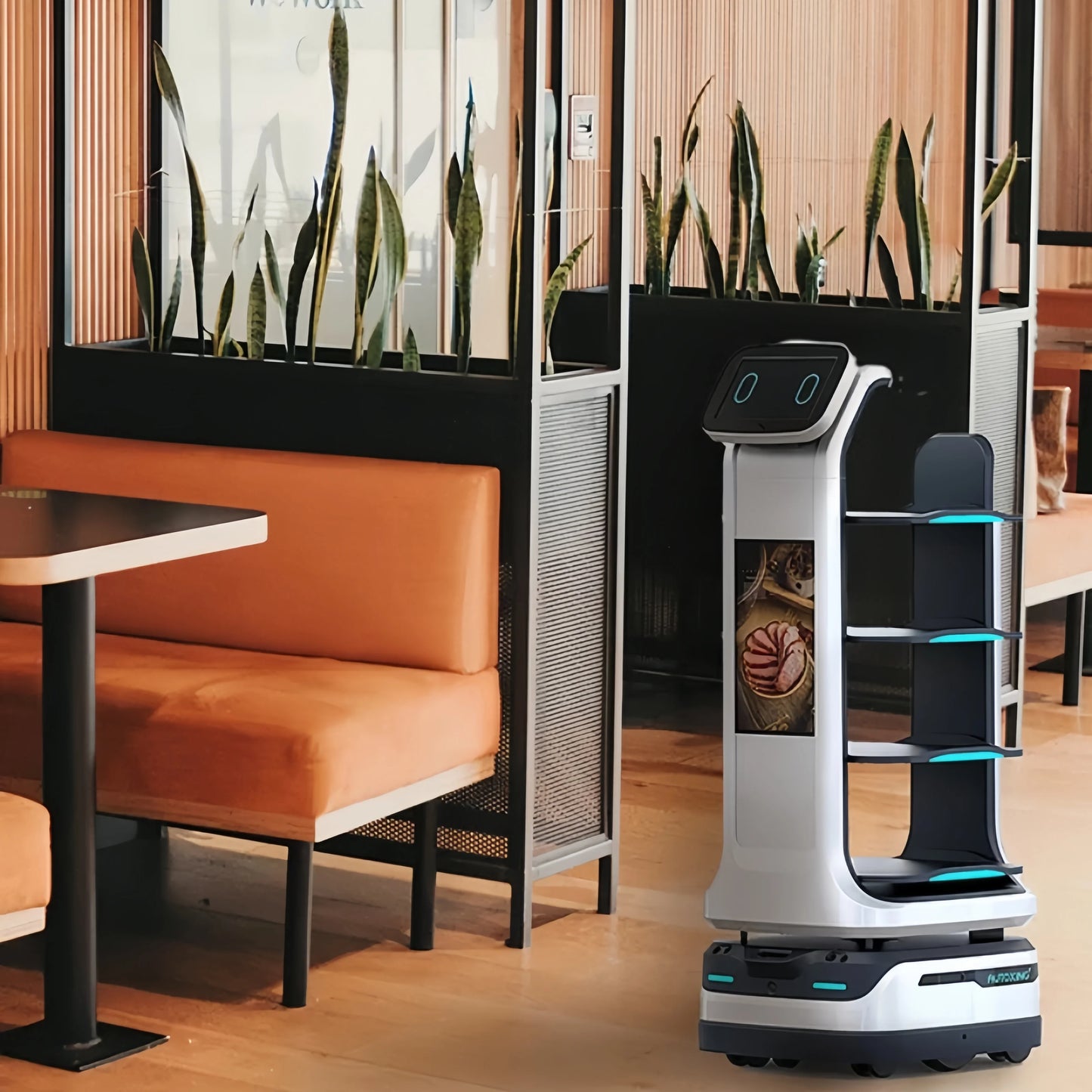 food delivery robot Commercial Human Autonomous Intelligence Artificial Public Welcome Smart Mobile Service Robot