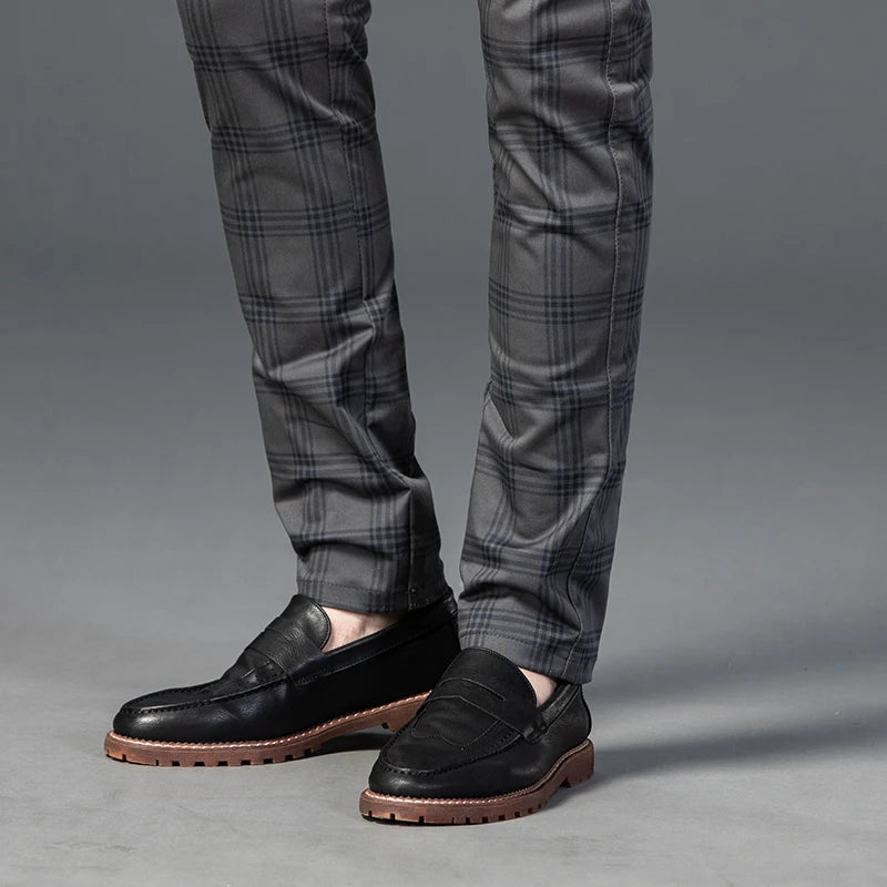 2025 Spring New Men's Plaid Casual Pants Business Fashion Slim Stretch Male Skinny Trousers Brand Clothes 7 Color