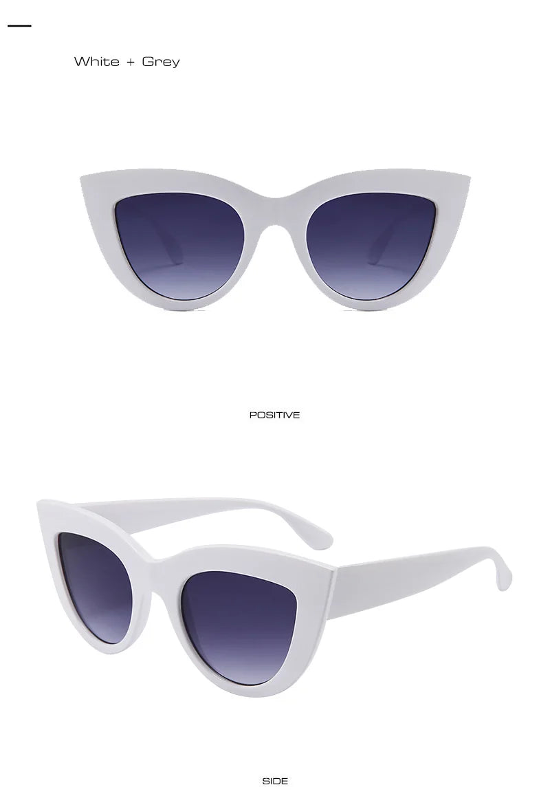SHAUNA Retro Cat Eye Sunglasses Women UV400 Metal Hinge Fashion Gradient Mirror
