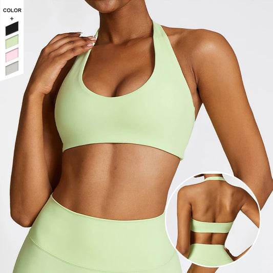 2024 New Running Shockproof Beauty Back Yoga Bra European and American Fitness Top High Strength Sports Underwear for Women