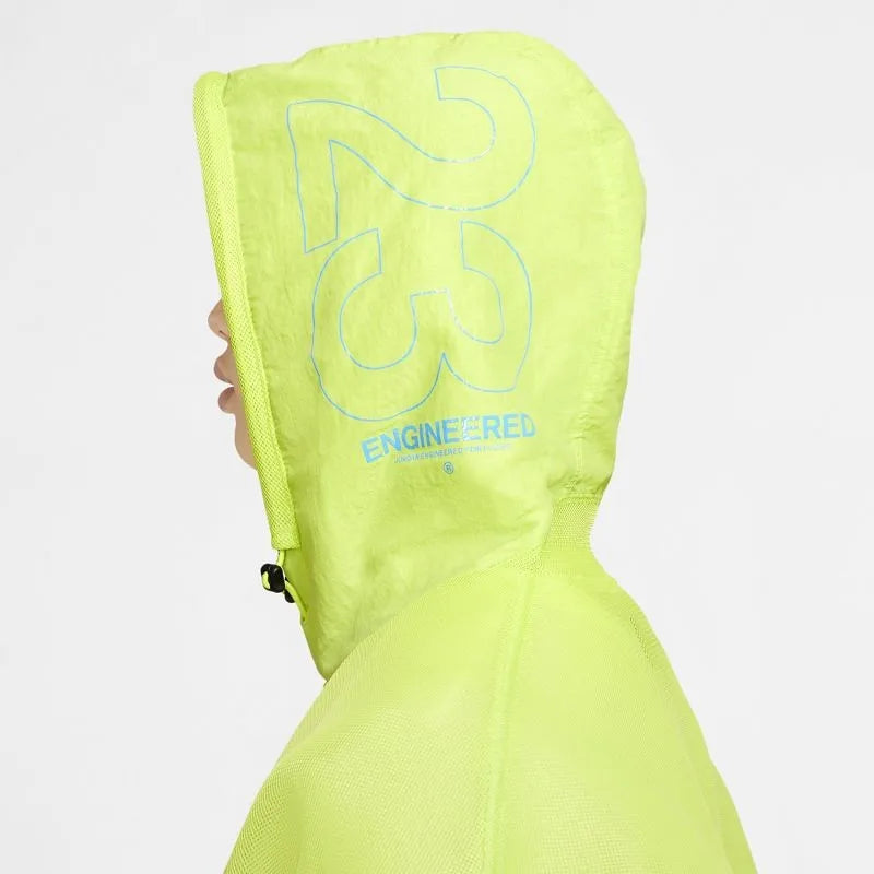 Jordan Mens Engineered Active Hoodie Green Size L Oversized Fit Anti-Shrink 100% Polyester French Terry Screen Printed Embroider