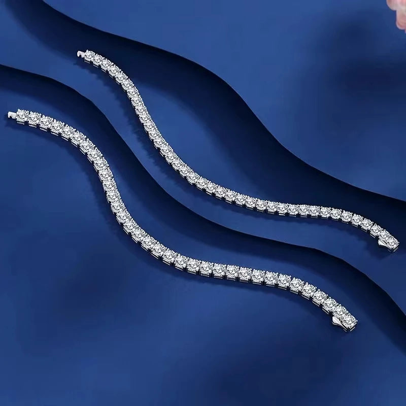 USA Local Inventory 2mm 3mm 4mm 5mm 6.5mm VVS Moissanite  Men Women 925 Silver Gold Plated Dainty Jewelry Tennis Chain Bracelet