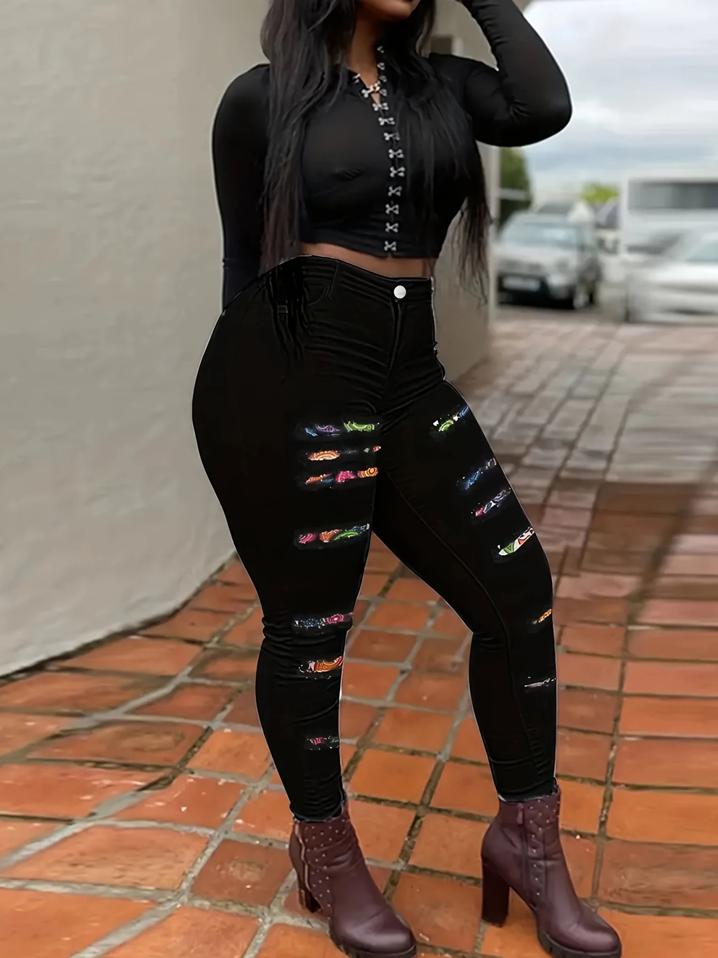 Free Shipping to USA- High Waist Slim Fit Mom Jeans Stretchy Full Length Skinny Denim Pants for Plus Size Ladies Summer Style