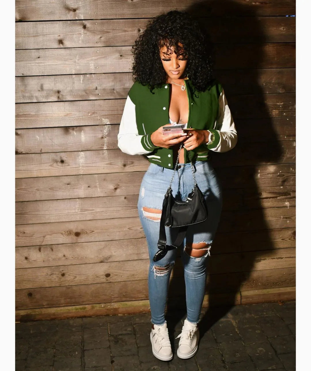CM.YAYA 2024 Autumn Winter Patchwork Button Up Women Baseball Jackets Long Sleeve Elegant Sport Fashion Baseball Outcoat