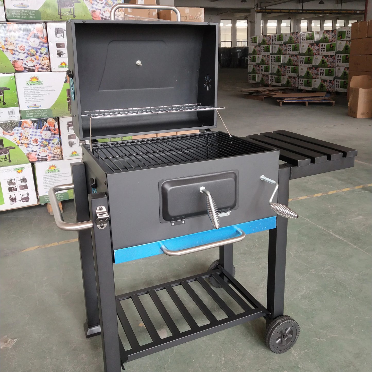 Large Cooking Area Barbecue Smoker Drum Charcoal Bbq Grill Offset Smoker