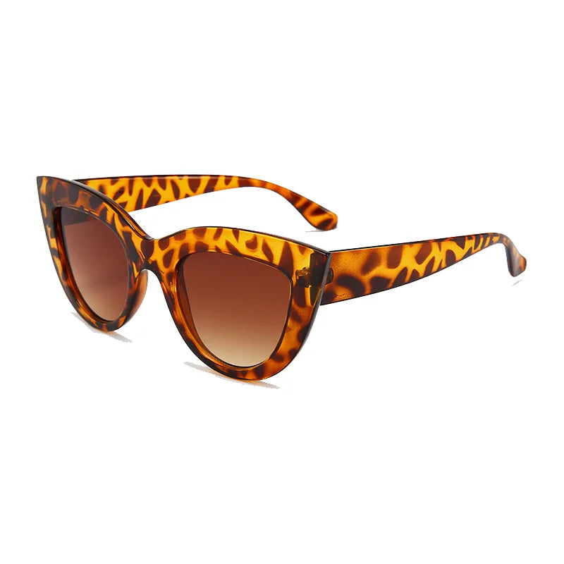 SHAUNA Retro Cat Eye Sunglasses Women UV400 Metal Hinge Fashion Gradient Mirror