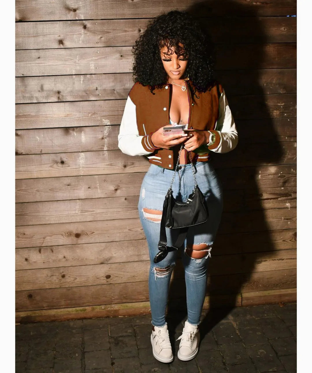 CM.YAYA 2024 Autumn Winter Patchwork Button Up Women Baseball Jackets Long Sleeve Elegant Sport Fashion Baseball Outcoat