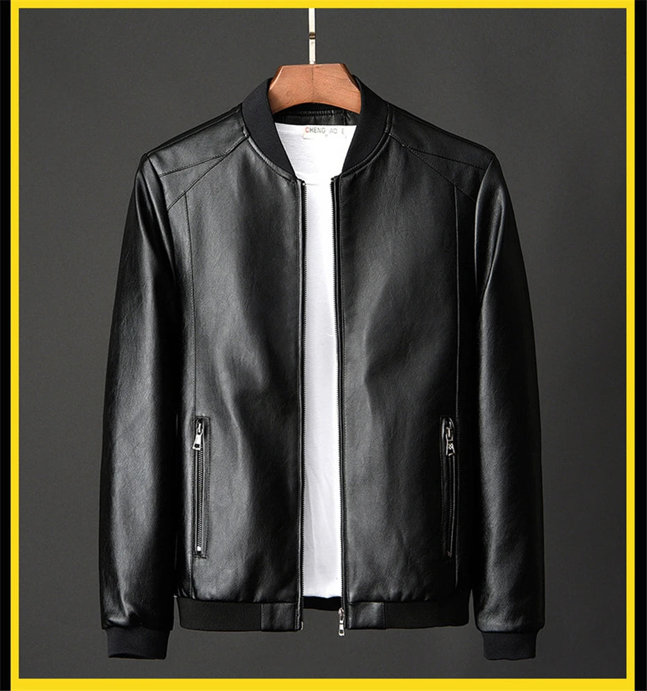 Leather Jacket Bomber Motorcycle Jacket Men Biker PU Baseball Jacket Plus Size 7XL 2020 Fashion Causal Jaqueta Masculino J410