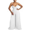 D3281 Latest Design Sexy Summer Jumpsuit Women Chain Halter Neck High Waist Backless Pleated Wide Leg Jumpsuit for Ladies
