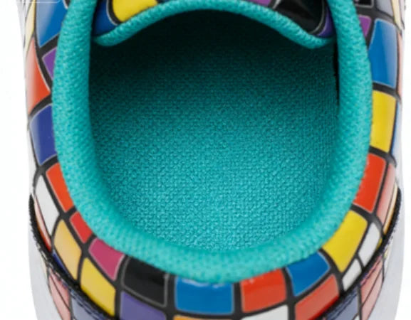 2027 NEW KJ Girls Casual Canvas Sneakers, Black White Cabana Color