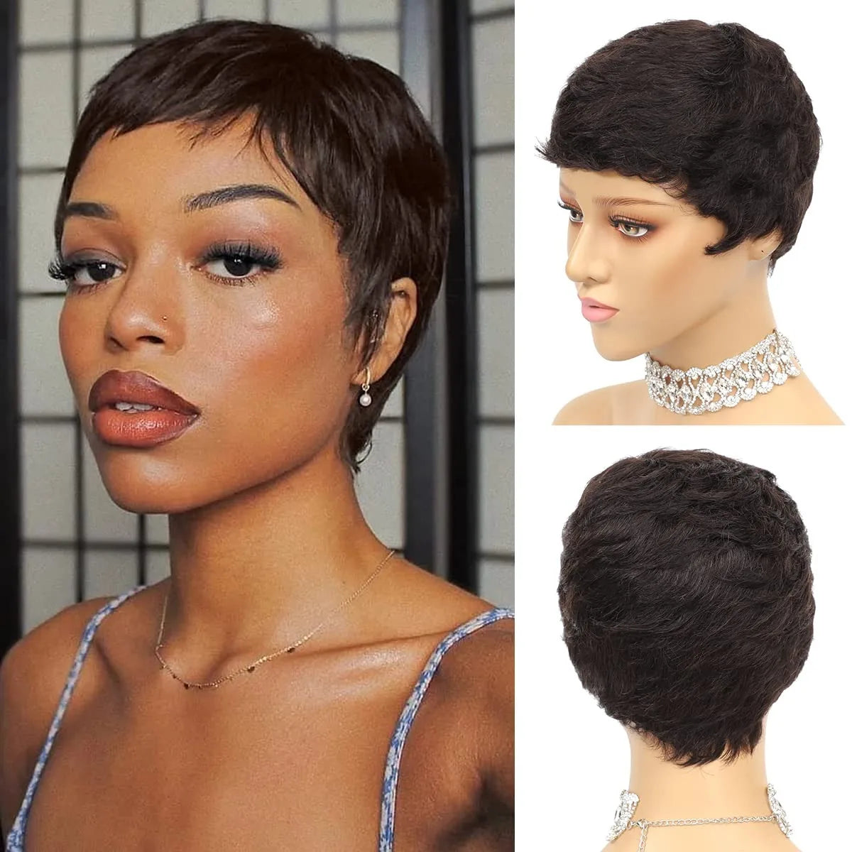 Pixie Cut Wig Human Hair Short Pixie Cut Wigs for Black Women Human Hair Glueless Short Layered Brazilian Virgin Hair Pixie Wig