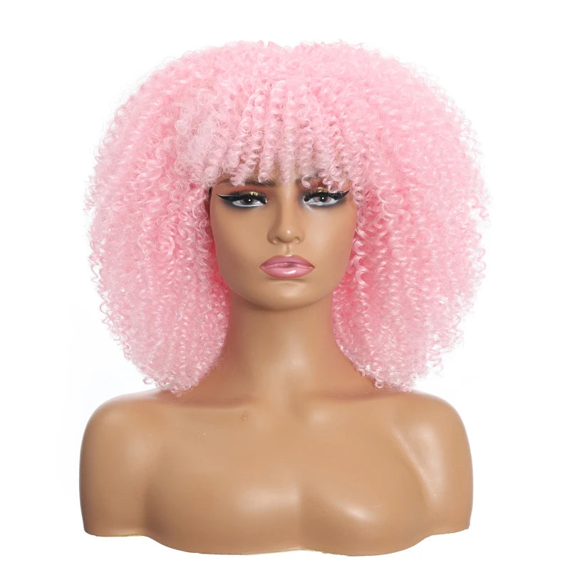 Afro Curly  Natural Color  Accept Customization Black Brown Blonde Short Hair Wig Synthetic for Black Women Synthetic Curly Wigs