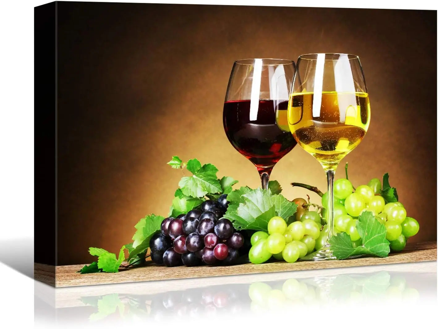 Pine Wood Inner Frame Kitchen Wall Art Canvas Print Still Life Fruits Wine Bottle Foods for Dining Room Decor Home Decoration