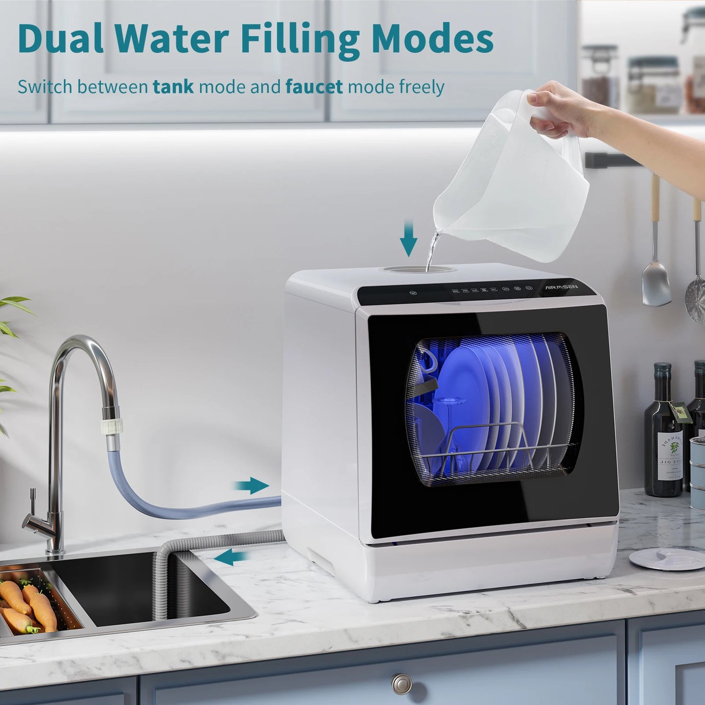 Home Smart Countertop Dishwasher, Space Saving Design, Perfect for Small Kitchen, Modern Design