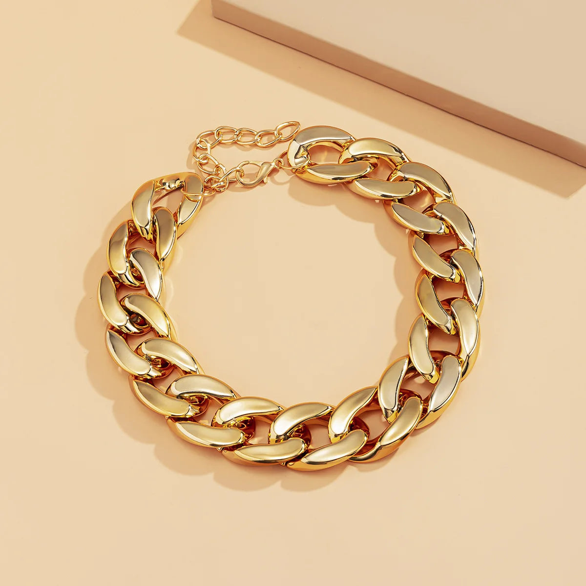 Simple Exaggerated Necklace Lady 4 Color Hip Hop Distorted Thick CCB Chain Creative Necklaces Fashion Glamour Girl Jewelry Gift