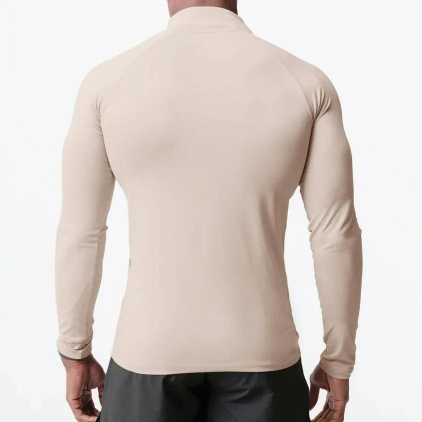 Men's High Neck Compression Half Zip Sweatshirt Long Sleeve Fitness Top with Zip for Winter Training Gym Running-Made Fleece
