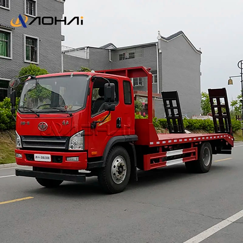 New FAW 4x2 Diesel Fuel Flatbed Cargo Tow Rescue Vehicle 2080 Single Cab Euro 2 Emission Manual Transmission Wrecker Truck