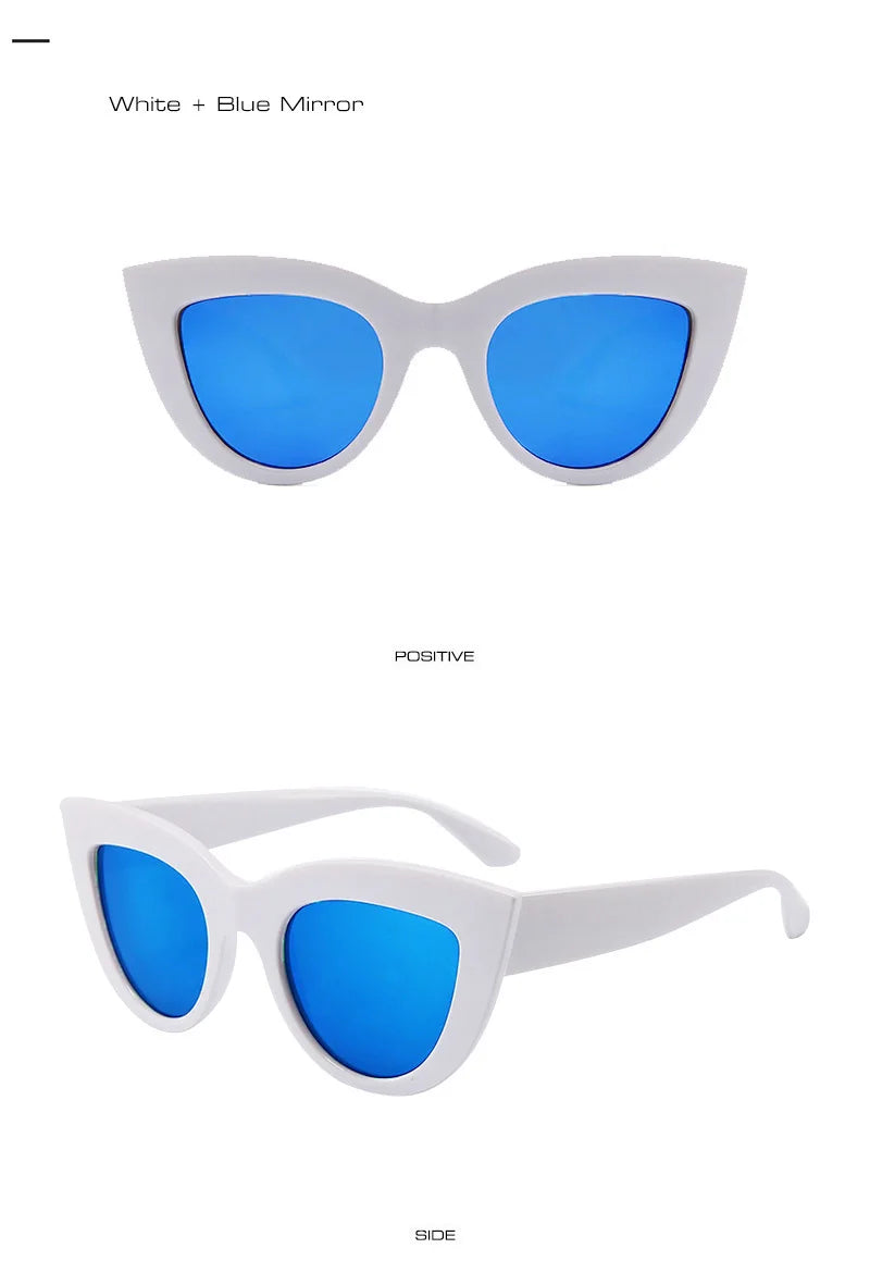 SHAUNA Retro Cat Eye Sunglasses Women UV400 Metal Hinge Fashion Gradient Mirror