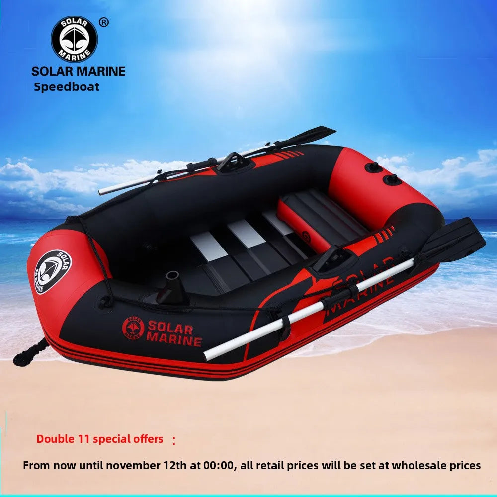 B1200 Solar Marine Inflatable Boat with Flat Bottom PVC Net Fishing Rubber Boat for Drifting Outdoor Activity