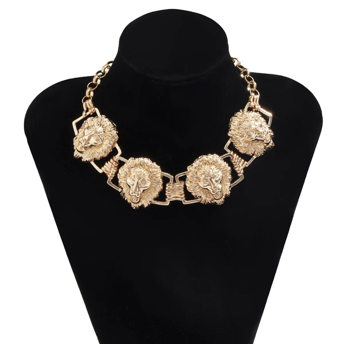 Hip Hop Heavy Metal Mens Necklace Lion Head Pendant Geometric Chain Necklaces for Women Party Choker Birthday Punk Rock Jewelry