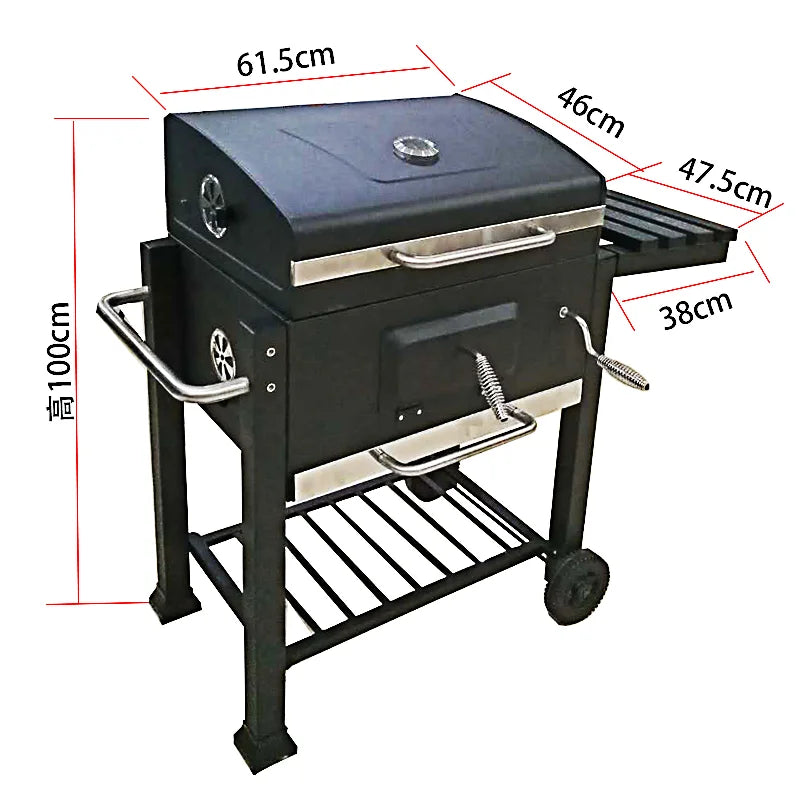 Large Cooking Area Barbecue Smoker Drum Charcoal Bbq Grill Offset Smoker