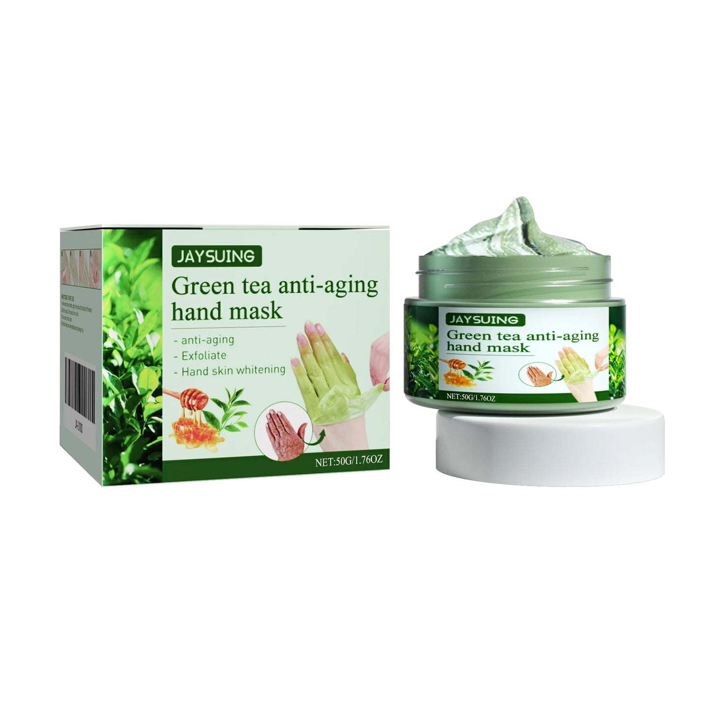 Jaysuing Moisturizing Hand Mask Anti-Wrinkle Green Tea Formula for Firm Repair Removes Dead Skin Calluses