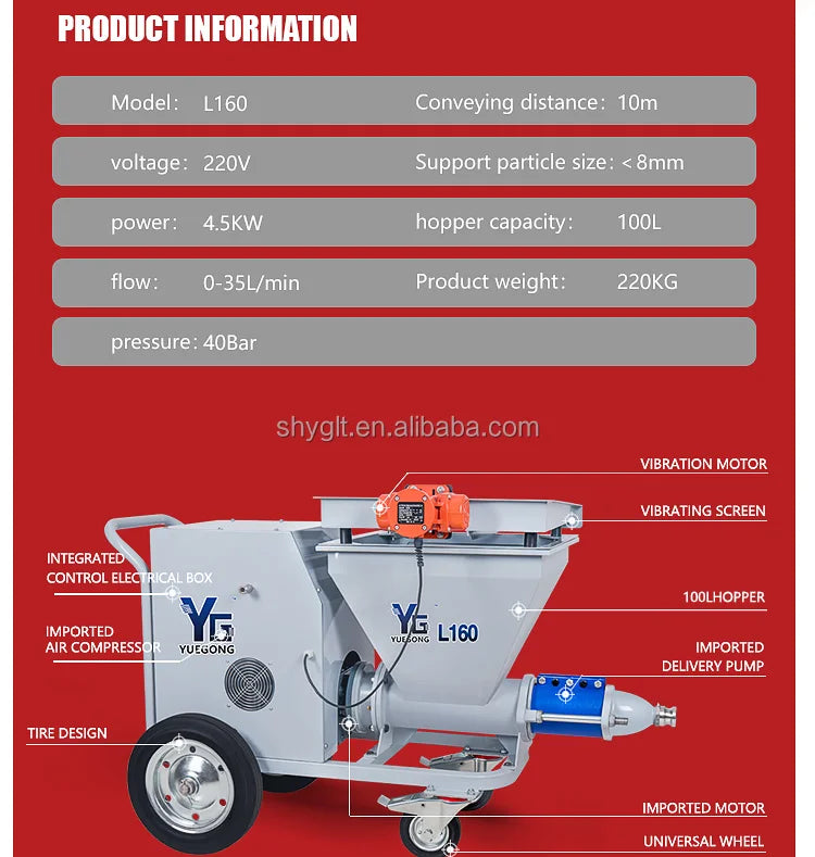 Cement Wall Mortar Sprayer with air Compressor Painting Machine Powder Coating Construction Plastering Machine for Wall Cement