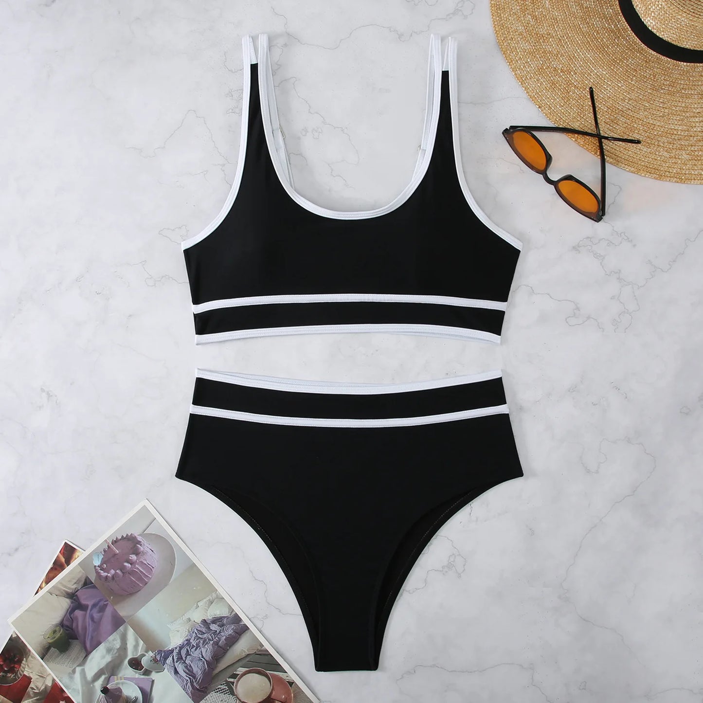 Large Quantity in Stock Perfect Quality Polyamide High-waisted 2 PCS Sets Bikinis and Swimsuits