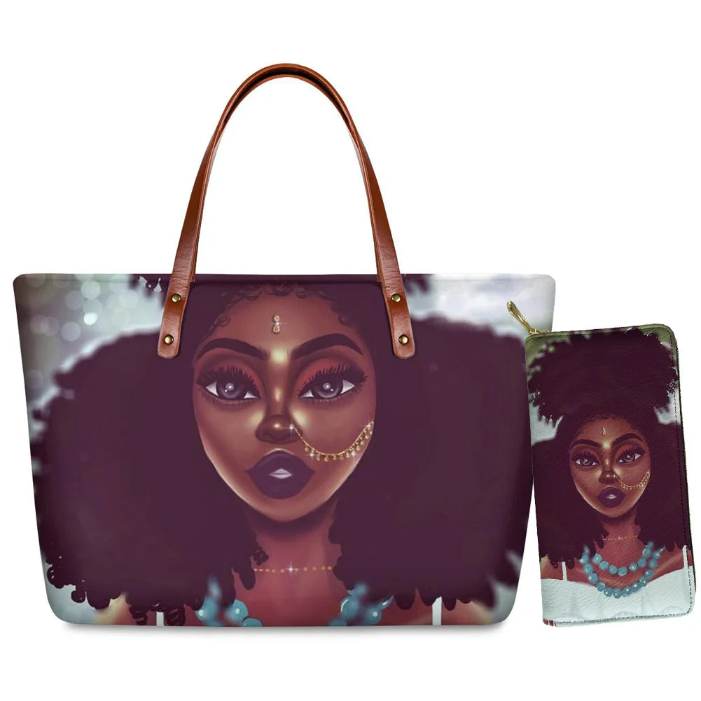 Top Seller Cheap Price Customize Design 2 Pcs Set African Print Women Shoulder Bag Handbag Fancy Beach Handbags for Women Luxury