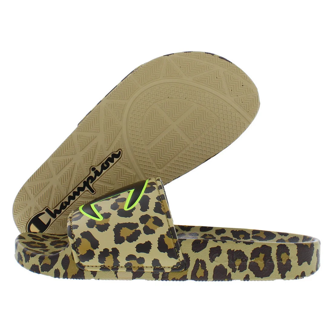Champion Ipo Print Slide Womens Shoes Color: Black/Leopard | 100% Authentic