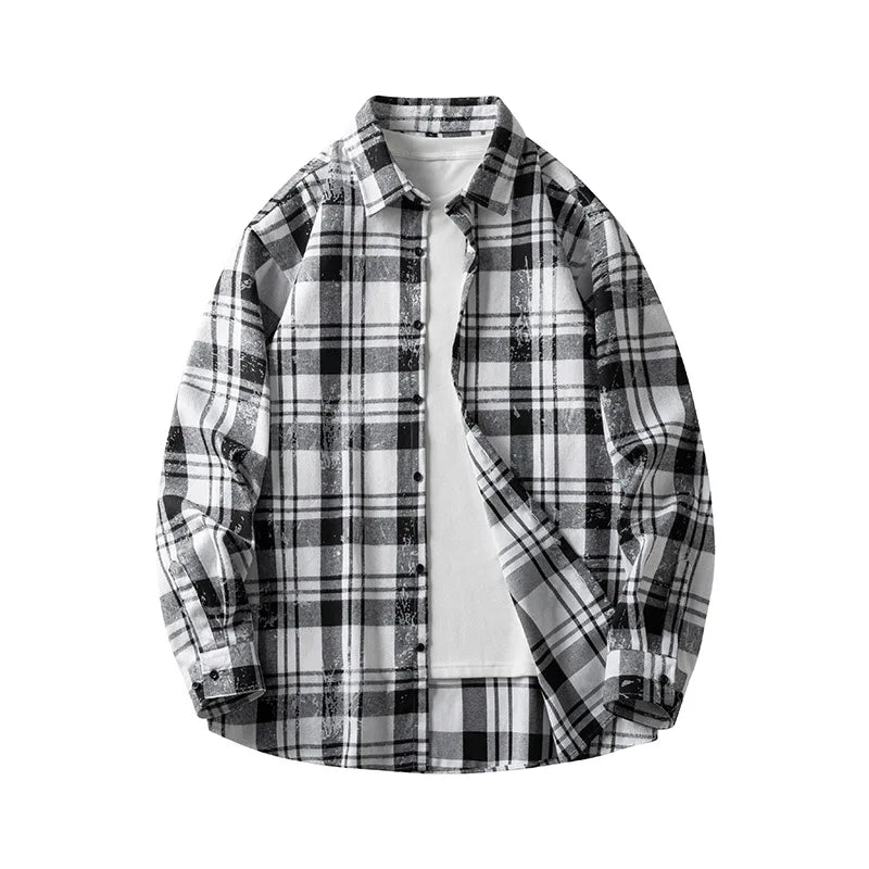 2025 Trendyy Men's 100% Cotton Loose-Fitting Hong Kong Style Tie-Dye Flannel Shirt Cross-Border Casual New Autumn Style