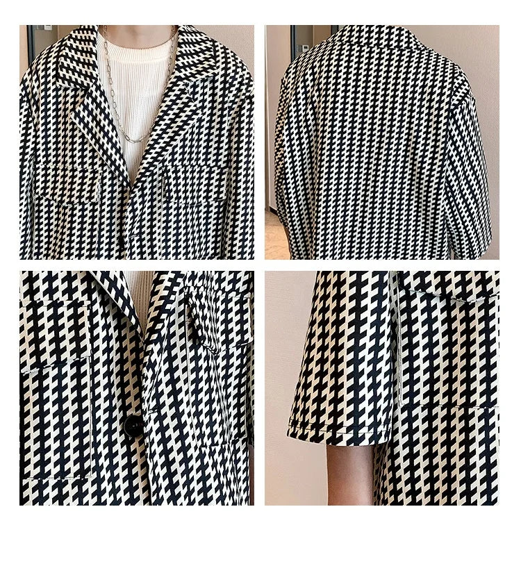 Jacket+Shorts Korean New Style Men in the Summer Leisure Short Sleeve 2 Pieces Suits Male Design Slim Fit Fashion Blazers W117