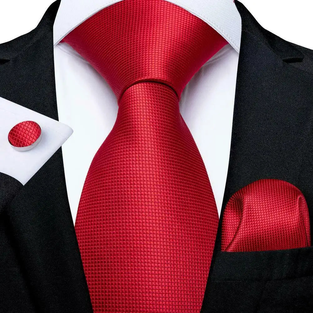Free Shipping Men's Tie Classic Wedding Gift Necktie and Pocket Square Cufflinks Set  With Pin