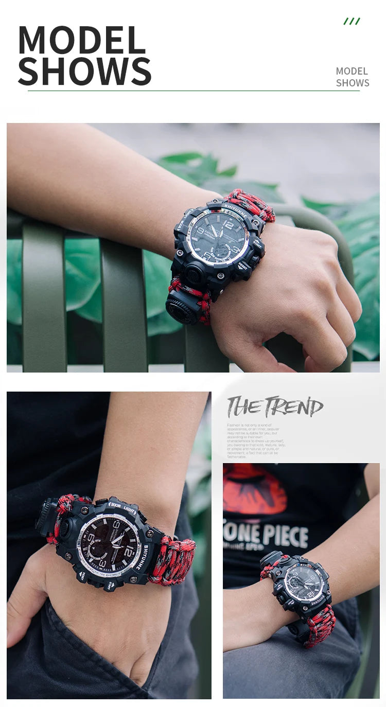 SHIYUNME G Style Military Sports Digital Watches Compass Outdoor Survival Multi-function Waterproof Mens Watch Relogio Masculino