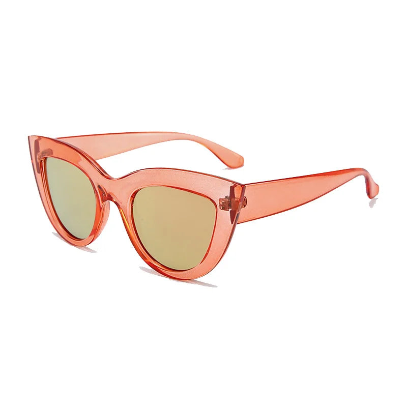 SHAUNA Retro Cat Eye Sunglasses Women UV400 Metal Hinge Fashion Gradient Mirror