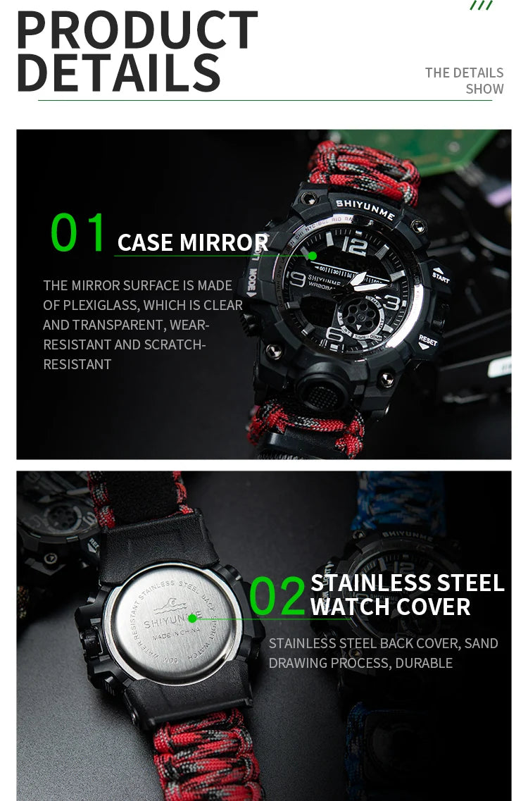 SHIYUNME G Style Military Sports Digital Watches Compass Outdoor Survival Multi-function Waterproof Mens Watch Relogio Masculino
