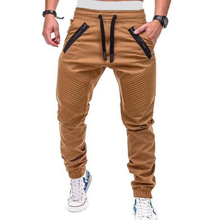 New Autumn Men's Casual Pants Mid-waist Multi-pocket Overalls Drawstring Men Pants Pure Color Fashion Pants