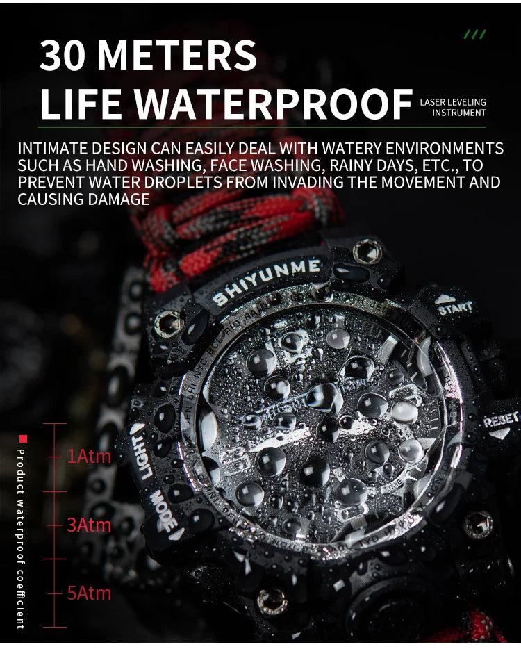 SHIYUNME G Style Military Sports Digital Watches Compass Outdoor Survival Multi-function Waterproof Mens Watch Relogio Masculino