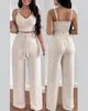 Women's Pleated Suspender Top With Fashionable Wide Leg High Waist Pants Set Casual 2-piece Set