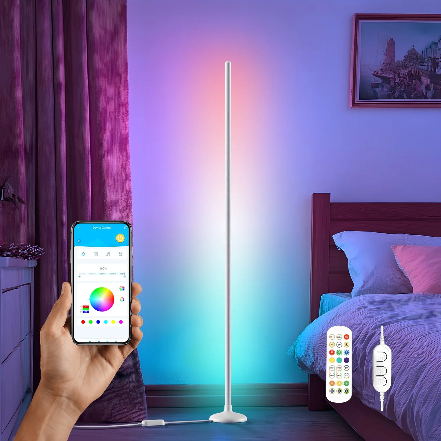 RGBIC Built-in with Segmented Splicing, 5V Low Voltage 16W Energy-Saving, Design for Modern Home Floor Ambient Lighting