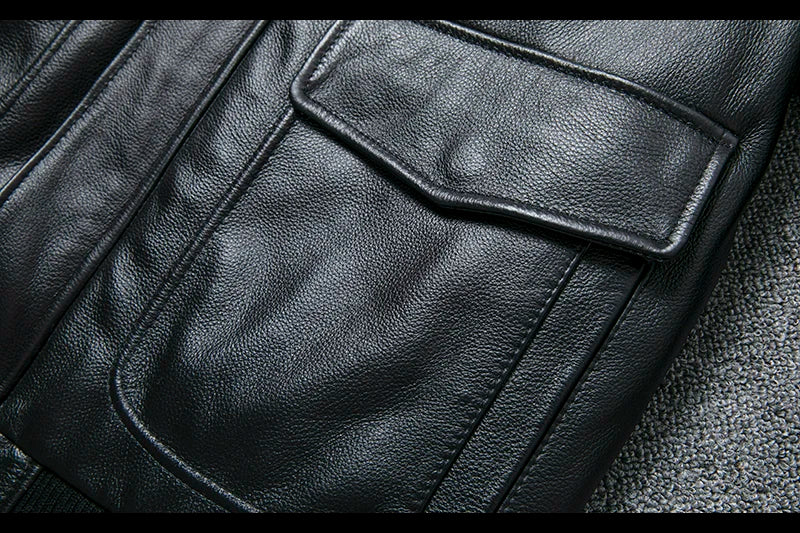 Air Force Flight Jacket Fur Collar Genuine Top Layer Cow Leather Jacket Men Black Brown Cow Coat Men's Winter Jacket 정품 가죽