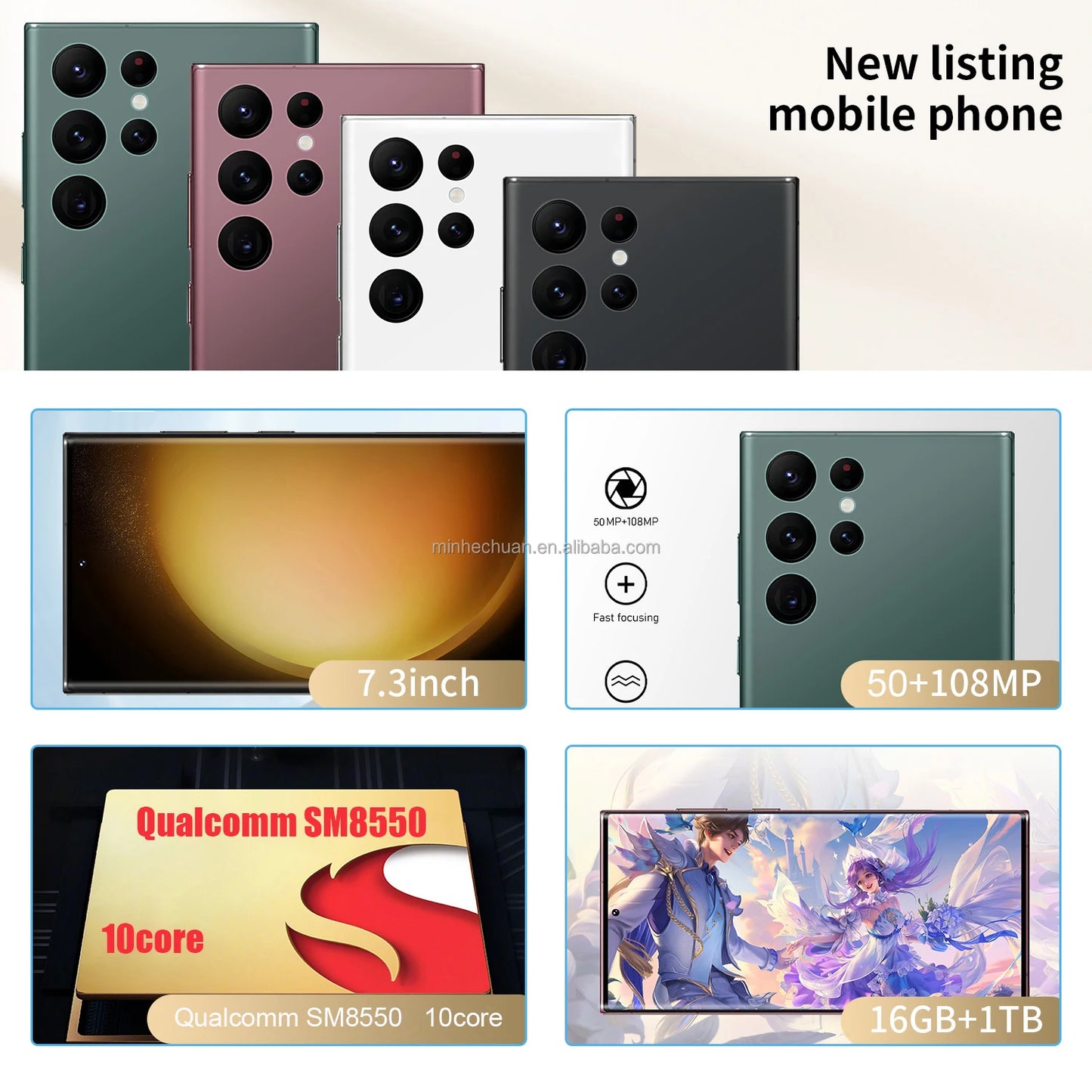 Cellphone Original S23 Ultra 16GB+1TB Smartphone 7inch Unlocked Dual Card 5G Phones Android 13.0 Mobile Phones