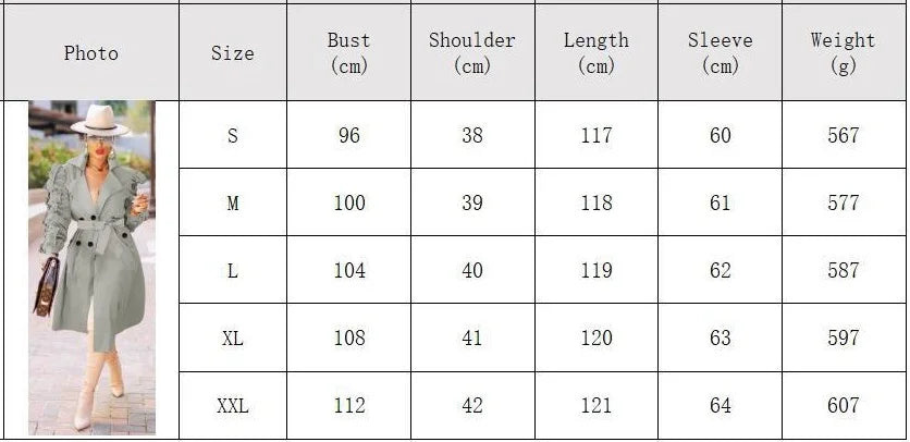 ANSZKTN Spring Fall Stacked Sleeve Midi Women'S Trench Coats Long for Ladies Women