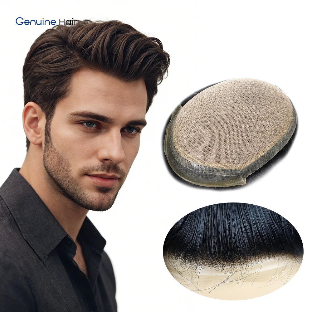 Unnoticeable Silk Base Men's Toupee 100% Remy Human Hair Prosthesis Natural Hairline Thin Skin Durable Wig for Asian Men