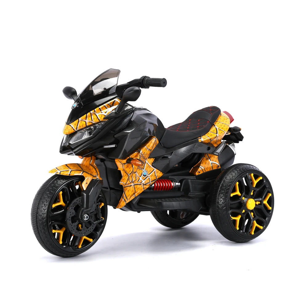 Ride-On Scooter 3-Wheels Battery Powered Motorbike Rechargeable Manual Throttle Drive by Hand Lighting Wheels Kids Motorcycle