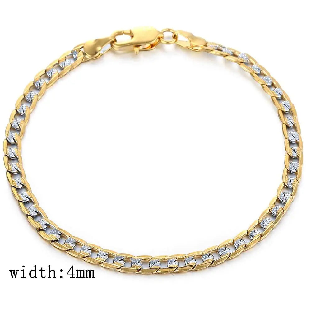 Gold Color Chain Necklace For Men Women Cuban Link Chain Male Necklace Fashion Men's Jewelry Wholesale Gifts 4mm